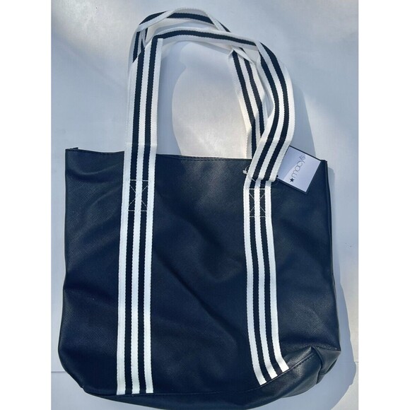 Tote Bag from Macy's - Black Faux Leather New With Tag - Picture 1 of 8